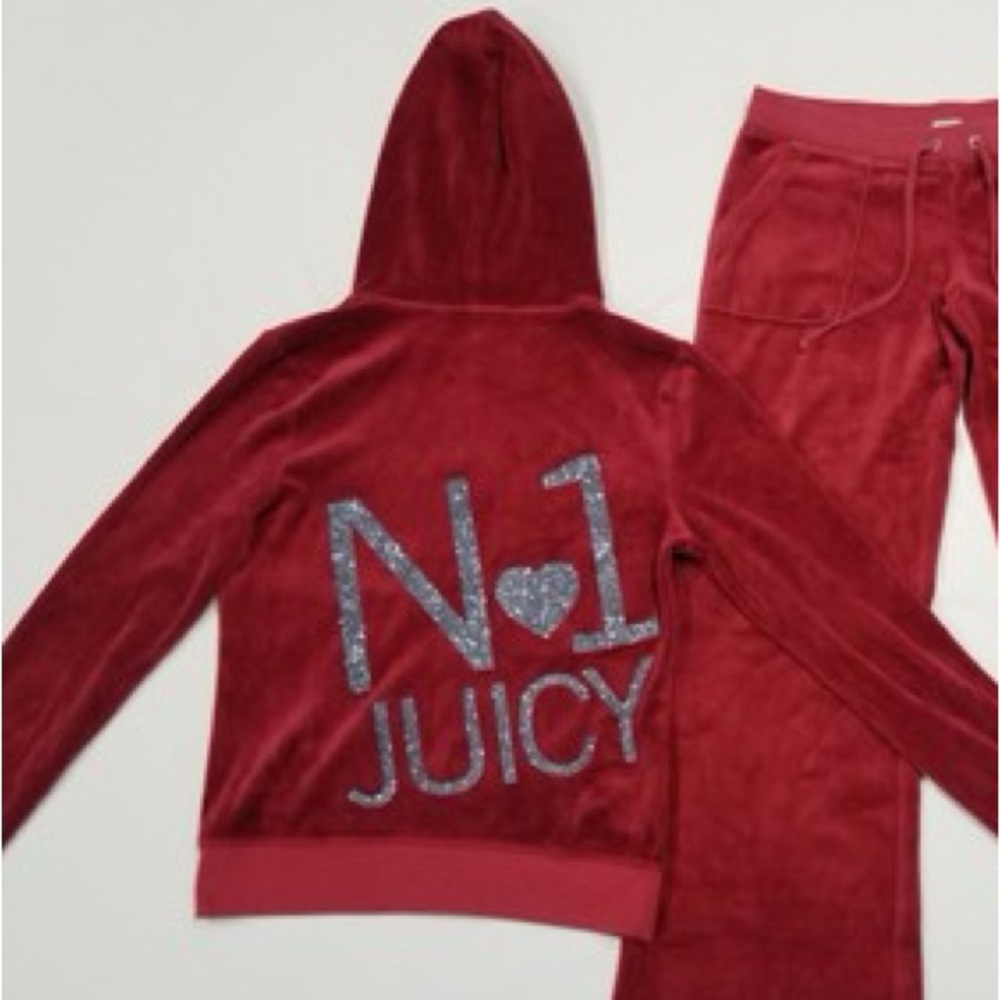 Juicy Couture Red Velour Zip Up
